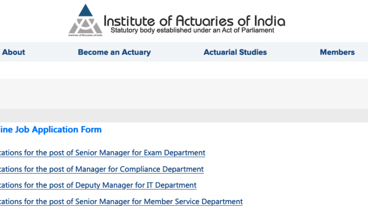 Institute of Actuaries of India (IAI) - 2024: Great Job Vacancies Announcement